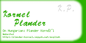 kornel plander business card